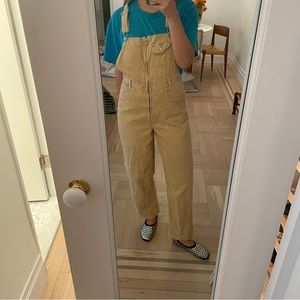 Tan corduroy overalls - revolt brand size small